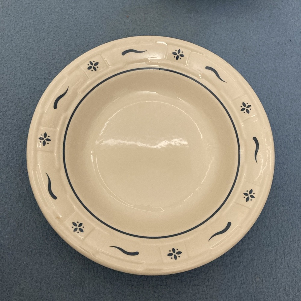 Longaberger Pottery Woven Traditions Classic Blue 8" Rimmed Soup Bowl - Set of 2 - Picture 4 of 7